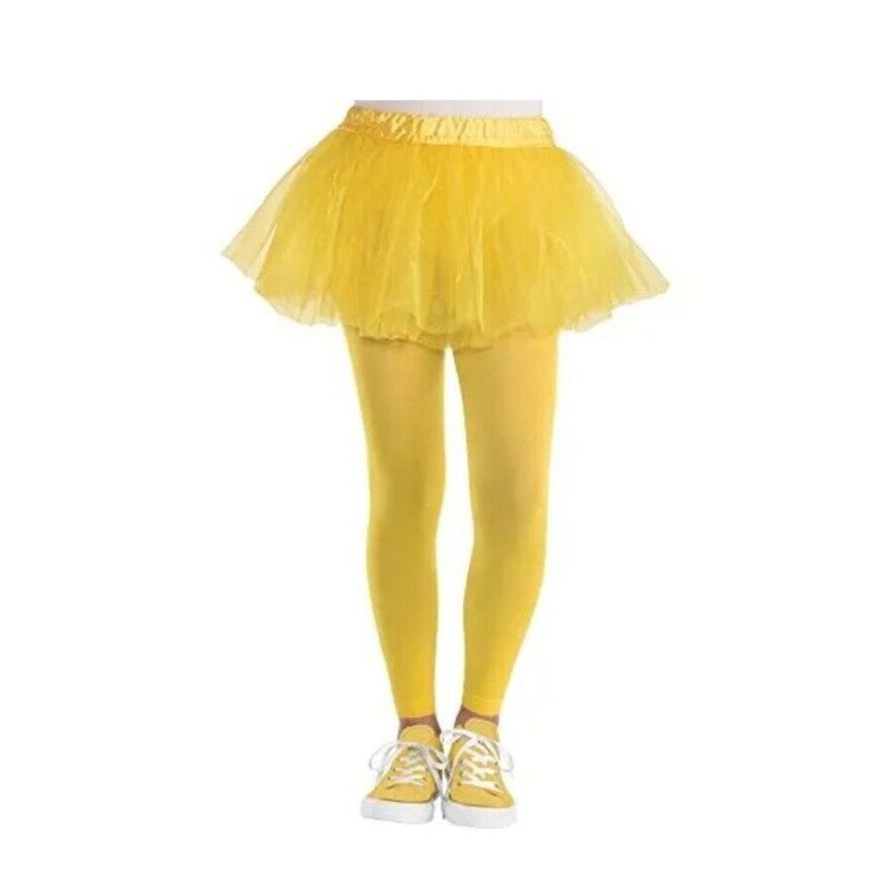 New Amscan Girl's Yellow Footless Opaque Tights sz M-L up to 85 lbs